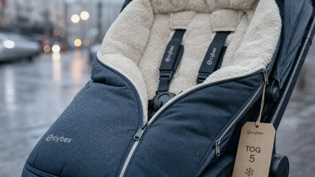 Chanceliere cybex TOG 5 Gold ou Platinum sur poussette, tissu polaire et pluie urbaine