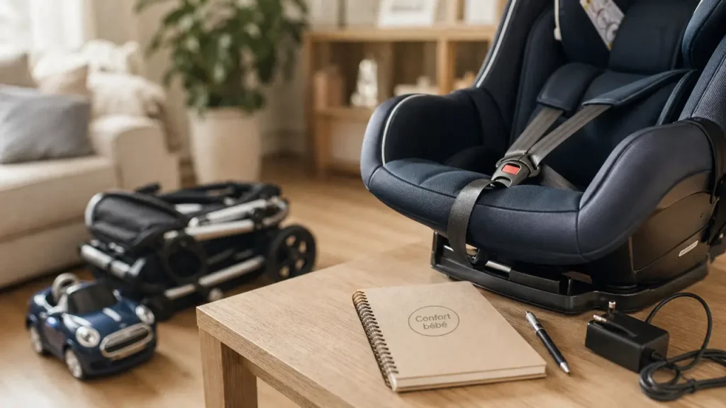 Confort bebe : poussette trio et siège auto