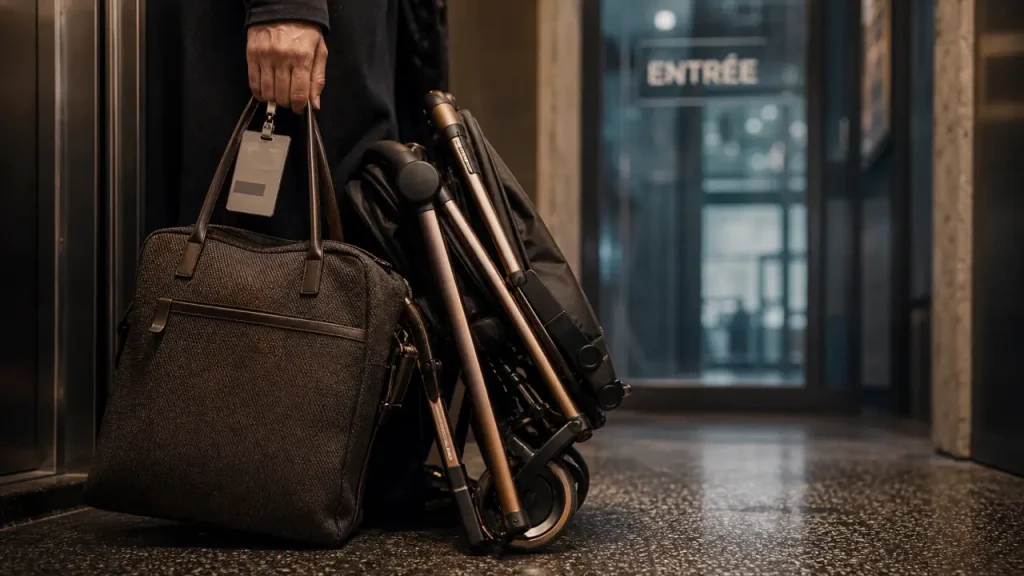 Cybex Mios, poussette premium compacte en hall urbain