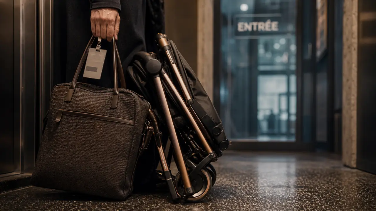 Cybex Mios, poussette premium compacte en hall urbain