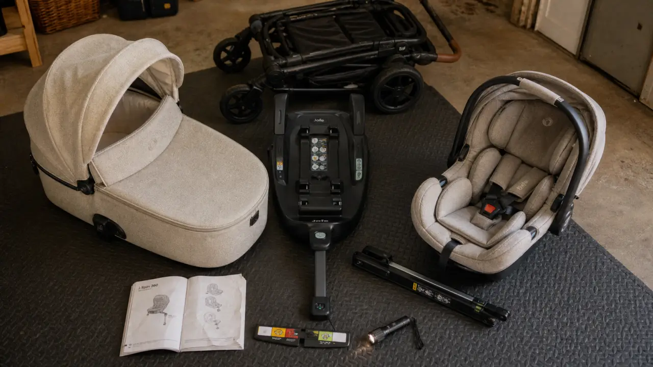 Poussette trio avec base Isofix 360, base et rotation 360°