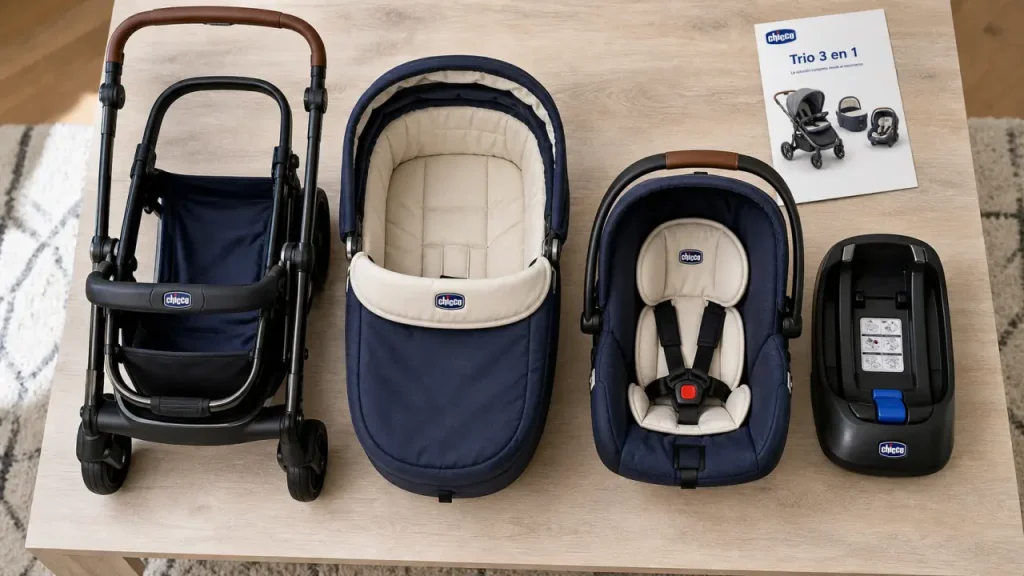 Poussettes 3 en 1 Chicco : nacelle et coque i-Size, vue d’ensemble