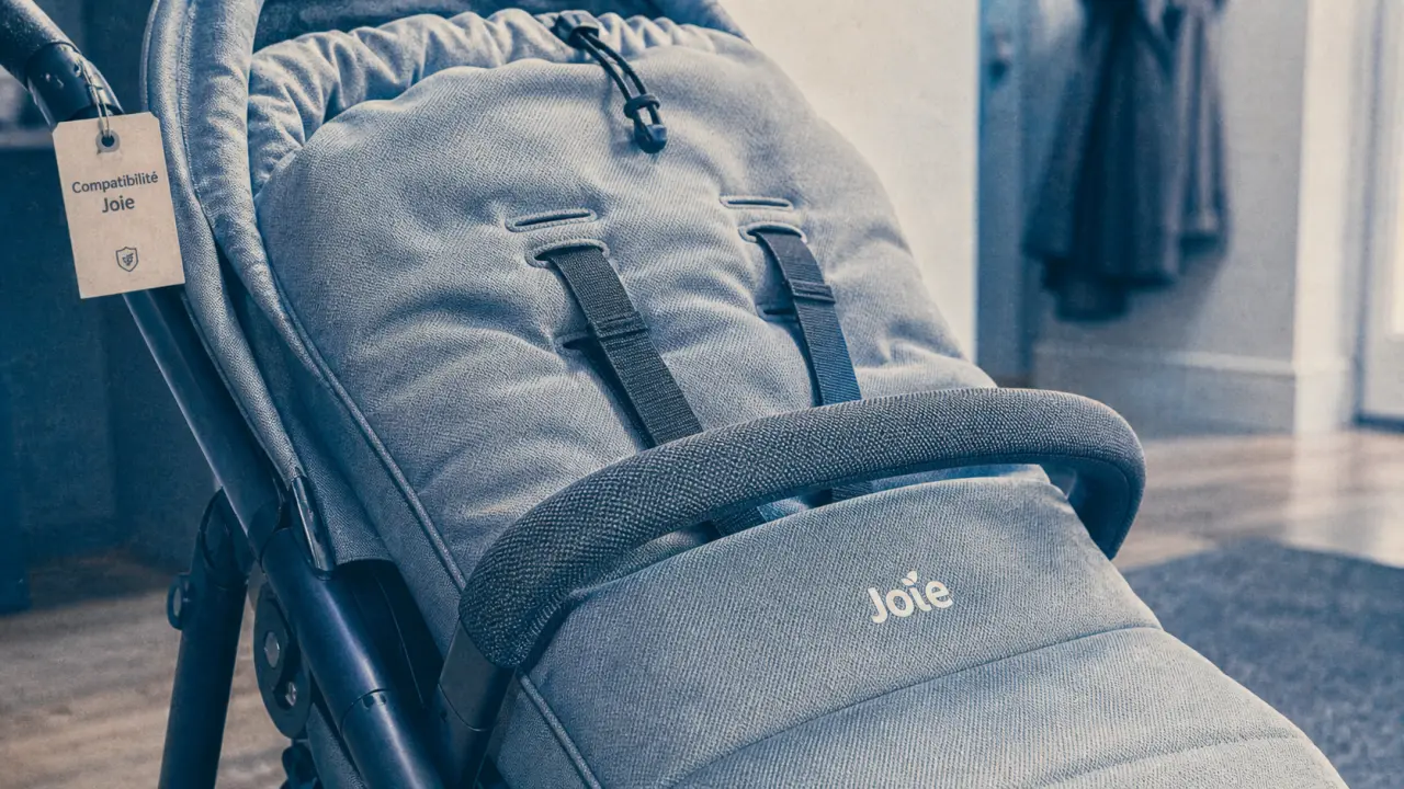 Chancelière poussette Joie sur poussette : chaleur sans bloquer le pliage