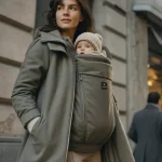 Manteau pour porte bébé avec panneaux amovibles, bébé protégé contre le froid
