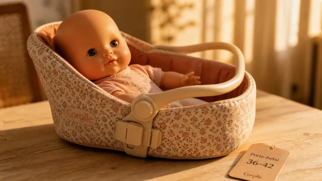 Porte bébé Corolle floral 36-42 cm, poupon 42 cm, lumière dorée