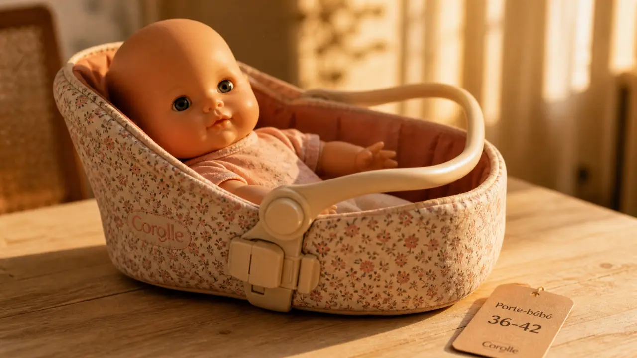 Porte bébé Corolle floral 36-42 cm, poupon 42 cm, lumière dorée