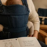 Porte bébé Tigex en tissu, bébé en position M sécurisée