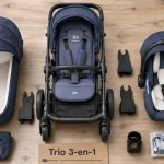 Poussette trio kinderkraft 3-en-1 : nacelle, siège-auto et châssis Travel System