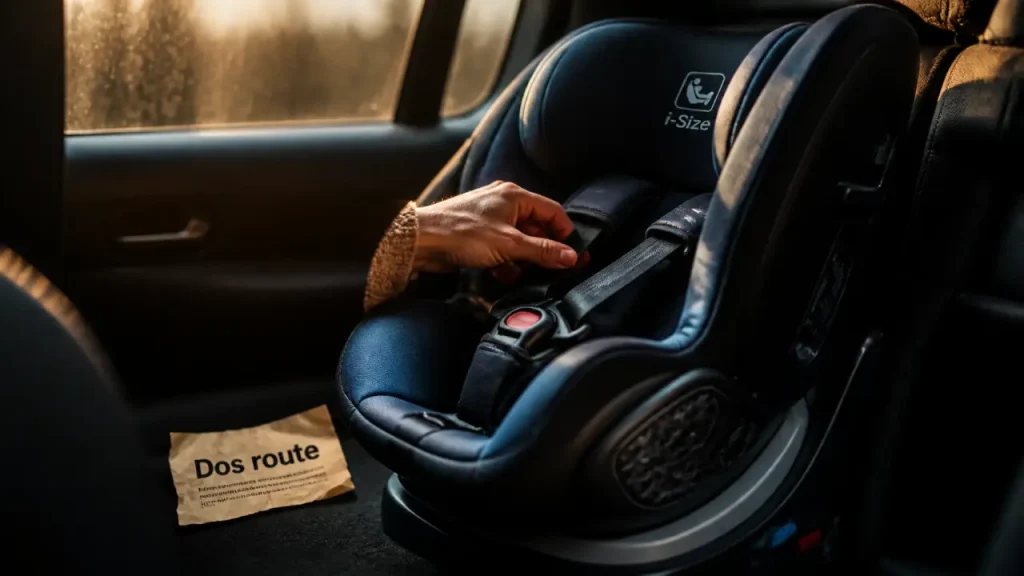 Siège auto face à la route à 15 mois, harnais ajusté