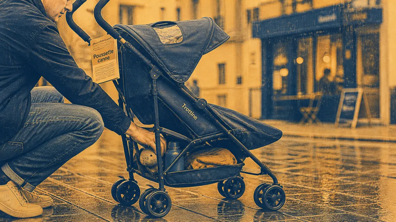 Trottine poussette canne compacte dès la naissance jusqu’à 22 kg, sur trottoir avec parent