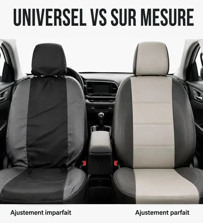 Couvre siège auto universel et sur mesure comparés dans l’habitacle d’une voiture
