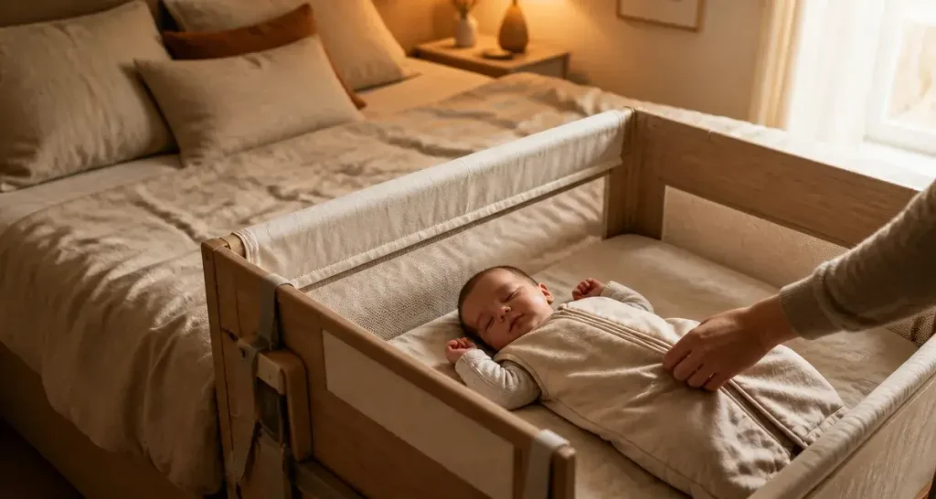 Meilleure lit cododo en bois clair, barrières abaissables, bébé en sécurité, usage quotidien