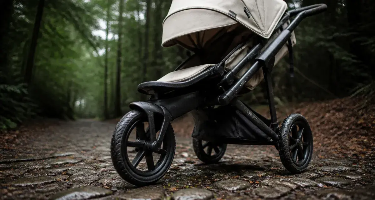 Poussette tous terrains sur pavés, roues larges, châssis et siège