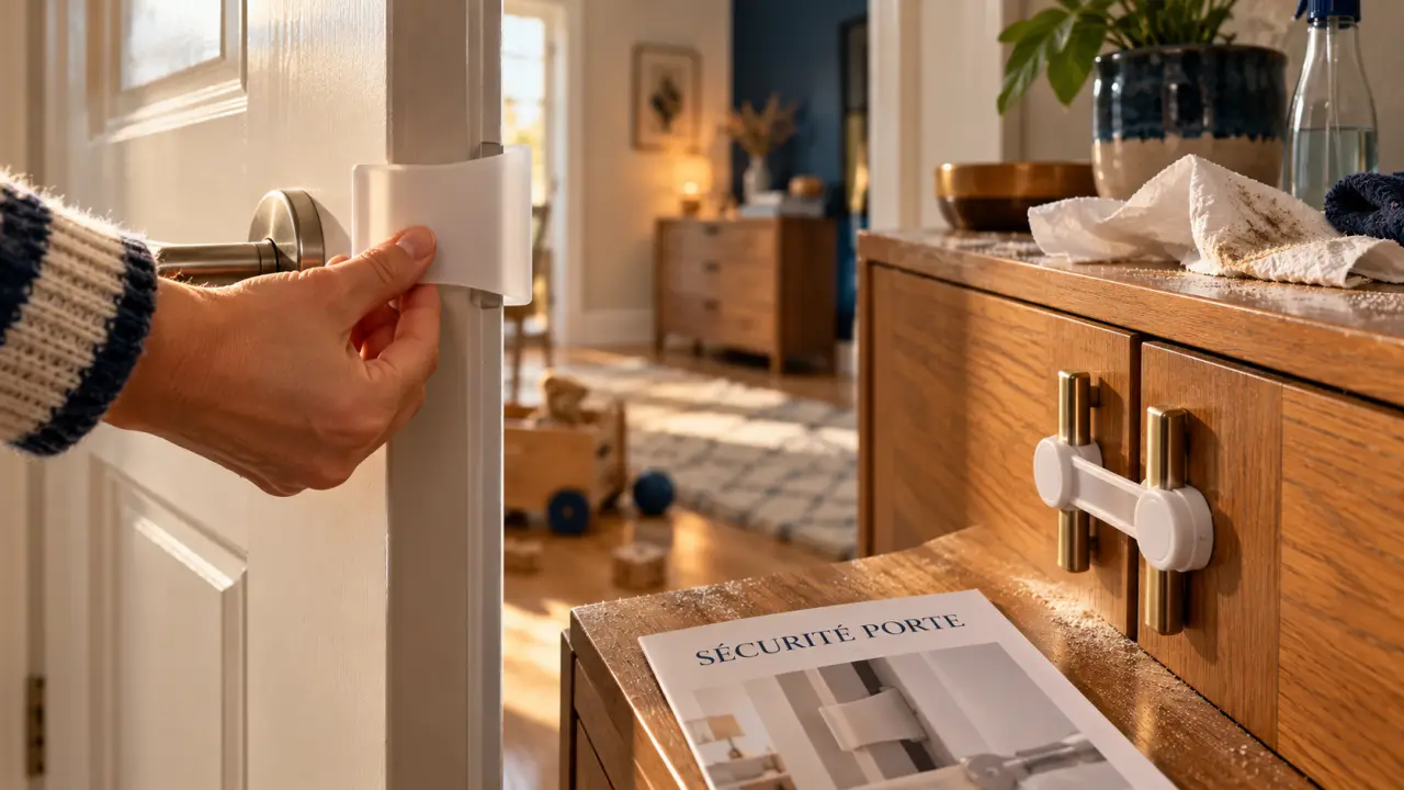 Bloque porte bébé : butée anti-pincement sur porte intérieure