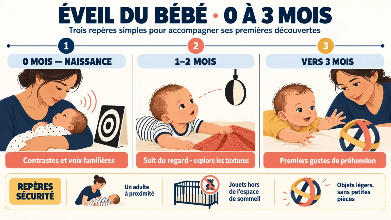 Jouet éveil bébé 0 3 mois : évolution des activités sensorielles et motrices selon les premiers mois