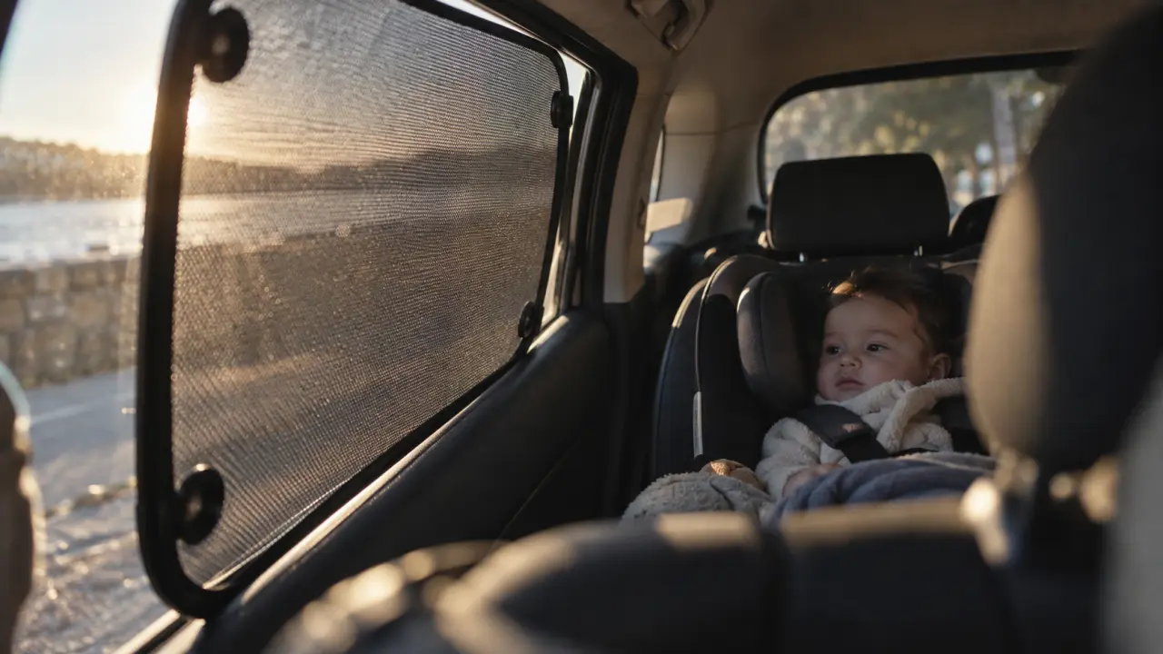 Pare soleil voiture bébé sur vitre latérale pour protéger du soleil